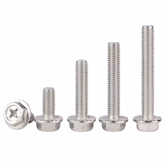 Parafusos de aço inoxidável DIN 6921 12 pontos de grau A2 M6 M8 M10 cabeça de vendas quente JIS B1189 parafuso de flange sextavado